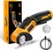 Electric Scissors Rotary Cutter with 2 Blades | 4V 2000mAh Rechargeable | Heavy Duty for Cardboard Fabric Carpet Leather | Lightweight Portable (Yellow)